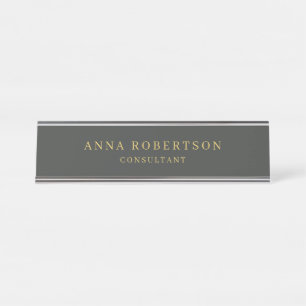 Onyx Black & Gold Colors Professional Minimalist Desk Name Plate
