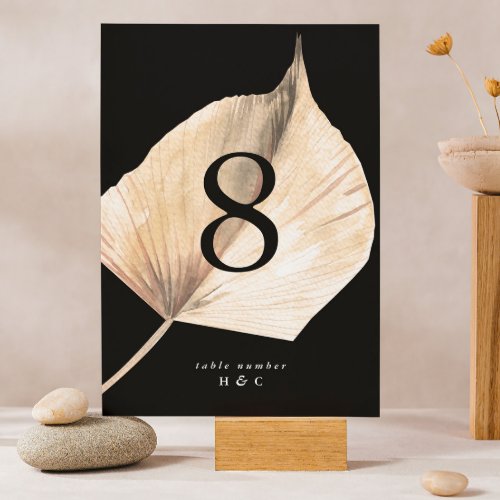 Onyx Black Premium Elegant Pampas Grass Floral Table Number