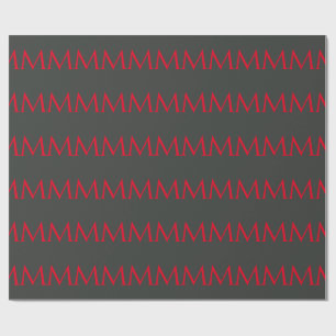 Onyx Black Red Monogram Modern Minimalist Wrapping Paper