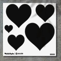 Onyx Black Solid Color | Classic Simple Hearts Wall Decal