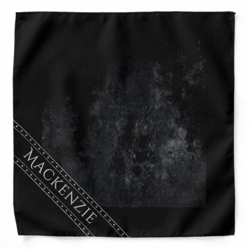 Onyx Black Velvet  Chalkboard Grunge Monogram Bandana