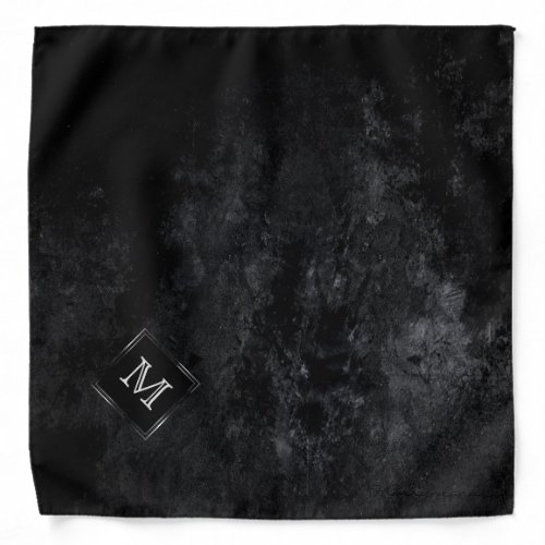 Onyx Black Velvet  Chalkboard Grunge Monogram Bandana