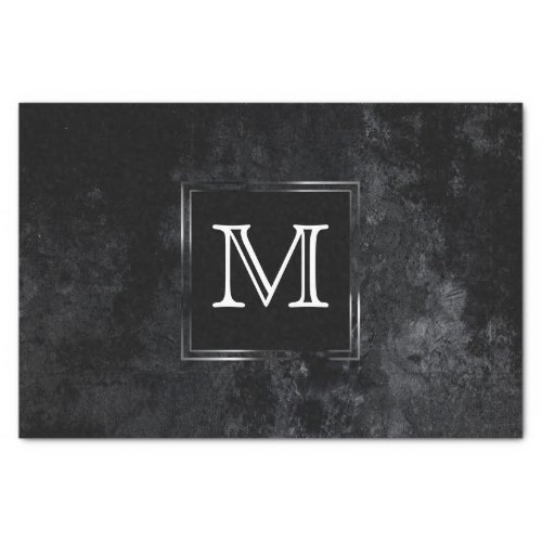 Onyx Black Velvet  Chalkboard Grunge Monogram Tissue Paper