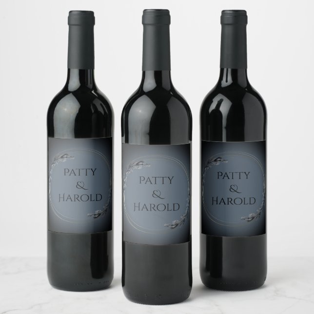 Onyx Black Velvet | Chalkboard Grunge Monogram  Wine Label (Bottles)