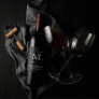 Onyx Black Velvet | Chalkboard Grunge Monogram Wine Label
