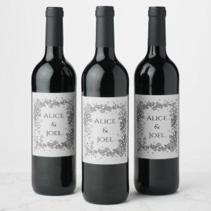 Onyx Black Velvet   Chalkboard Grunge Monogram  Wine Label
