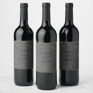 Onyx Black Velvet   Chalkboard Grunge Monogram  Wine Label