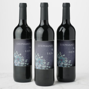 Onyx Black Velvet   Chalkboard Grunge Monogram  Wine Label