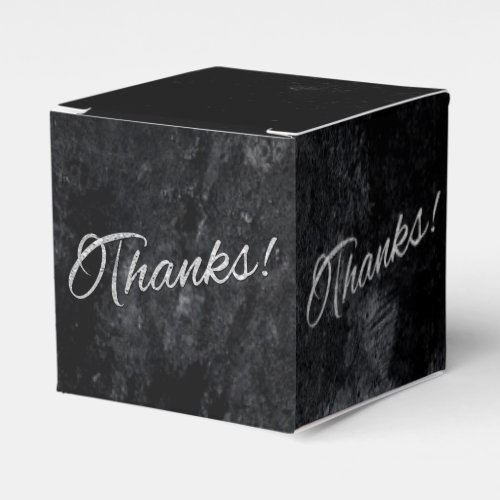 Onyx Black Velvet  Chalkboard Grunge Thank You Favor Boxes
