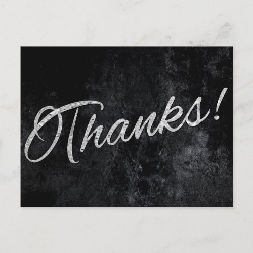 Onyx Black Velvet  Chalkboard Grunge Thank You Postcard