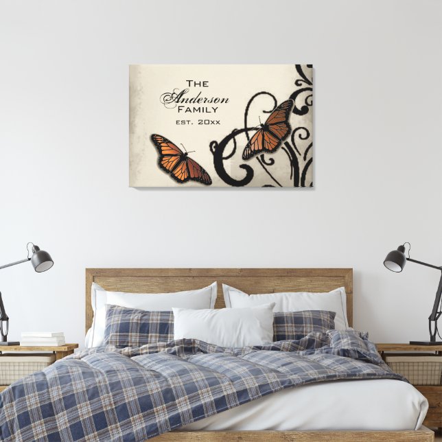 Onyx Butterfly Swirl Family Wrapped Canvas Print (Insitu(Bedroom))