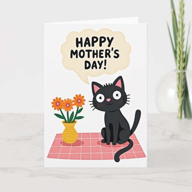 Onyx Cat Mothers Day Wish Card (Front)