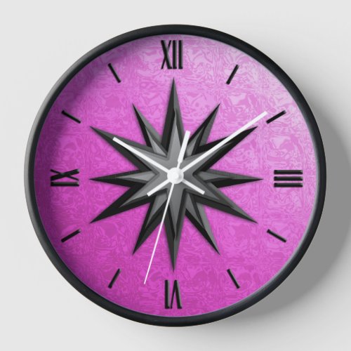 Onyx compass rose _ orchid glass background clock