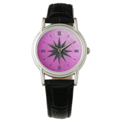 Onyx compass rose _ orchid glass background watch