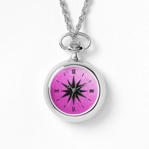 Onyx compass rose _ orchid glass background watch