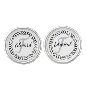 Onyx Decorative Circle Monogram Cufflinks