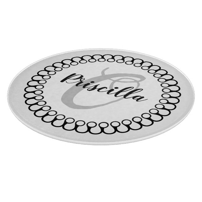 Onyx Decorative Circle Monogram Cutting Board (Corner)
