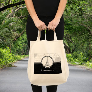 Onyx Eiffel Tower Tote Bag