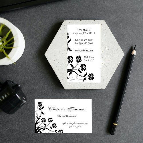 Onyx Floral Swirl Business Card