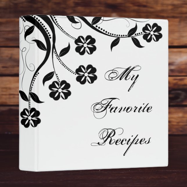 Onyx Floral Swirl Recipe Book Binder (Onyx Floral Swirl Recipe Book Binder)