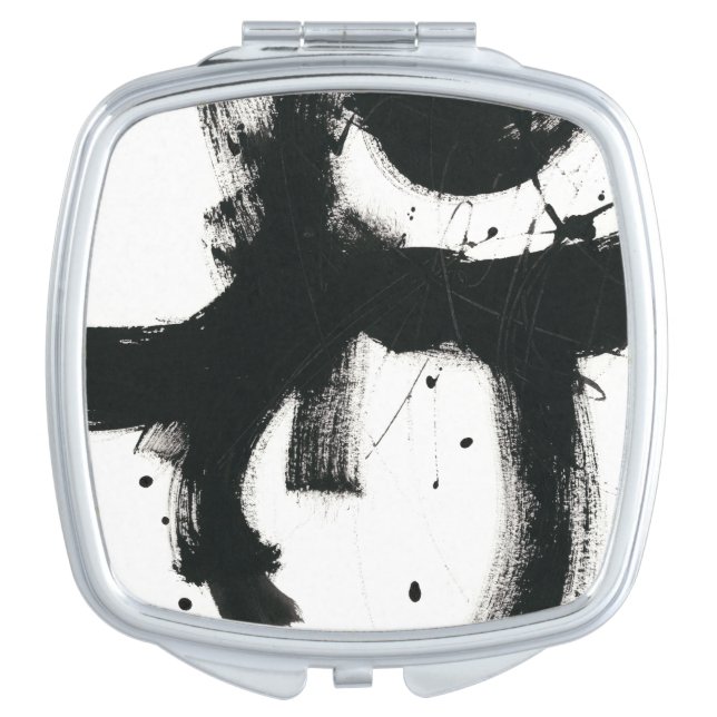 Onyx Gesture - Black Paint Strokes Compact Mirror (Front)