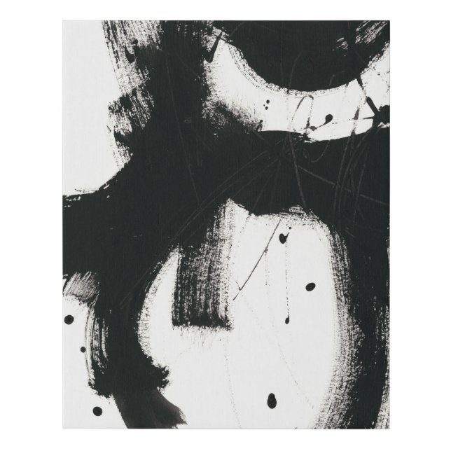 Onyx Gesture - Black Paint Strokes Faux Canvas Print (Front)