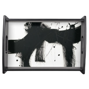 Onyx Gesture - Black Paint Strokes Serving Tray
