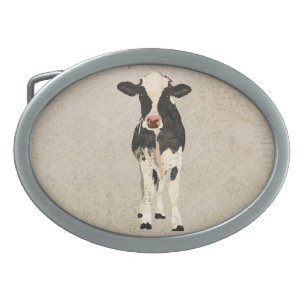 Onyx & Ivory Cow Belt Buckle