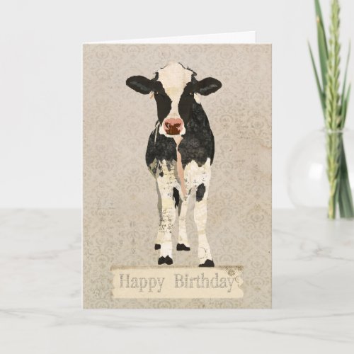 Onyx  Ivory Cow Birthday  Card
