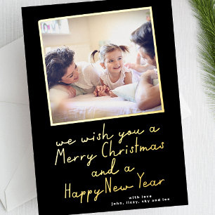 Onyx MERRY CHRISTMAS & COLORFUL NEW YEAR Photo Foil Holiday Card