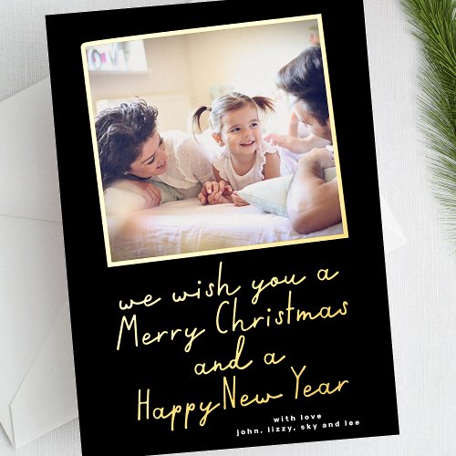 Onyx MERRY CHRISTMAS  COLORFUL NEW YEAR Photo Foil Holiday Card
