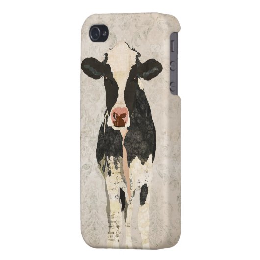 Onyx & Pearl Cow Damask i iPhone Case (Back Left)