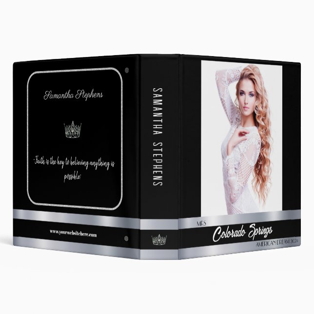 Onyx Shine Custom Pageant Notebook 3 Ring Binder (Background)