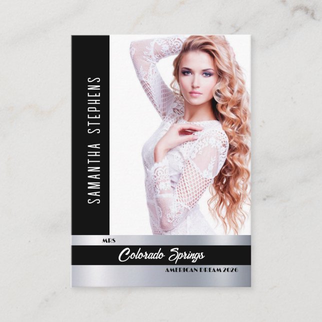 Onyx Shine Pageant Photo Business Card (Front)