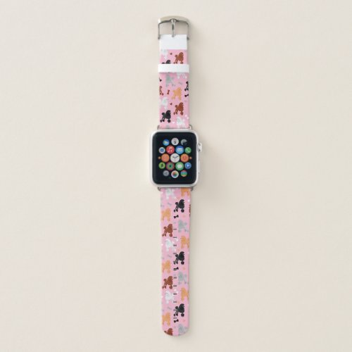 Oodles of Poodles and Bows Pattern Pink Apple Watch Band