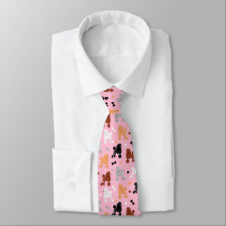 Oodles of Poodles and Bows Pattern Pink Neck Tie