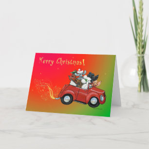 Oodles of Poodles Christmas Retro Car Cards