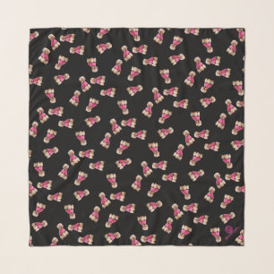 Oodles Of Poodles (Pink on Black) Chiffon Scarf