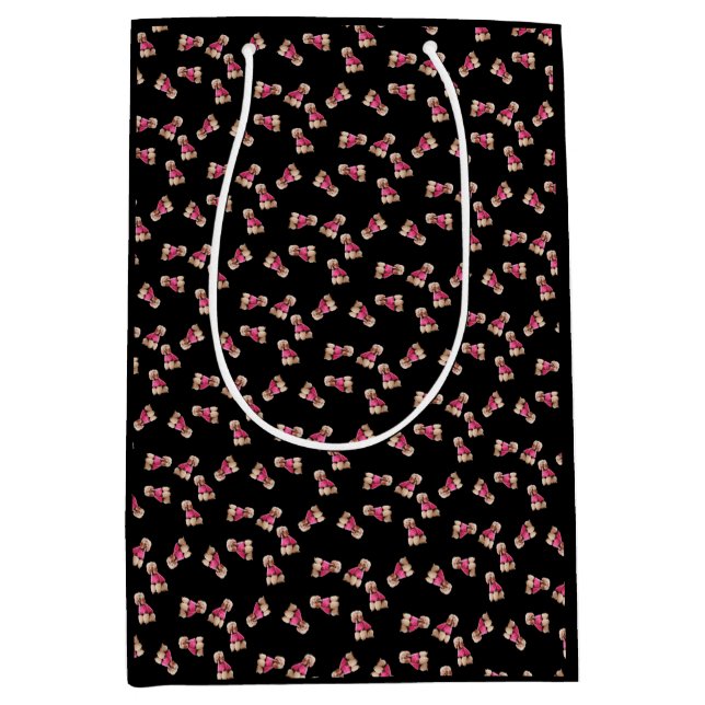 Oodles Of Poodles (Pink on Black) Medium Gift Bag (Front)