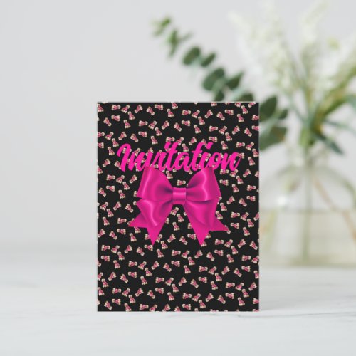 Oodles Of Poodles Pink on Black Party Invitation