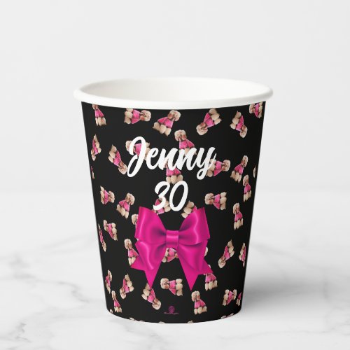 Oodles Of Poodles Pink on Black Party Paper Cups