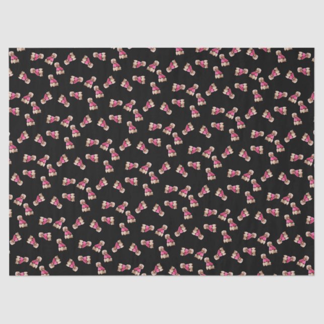 Oodles Of Poodles (Pink on Black) Tissue Paper (Front)