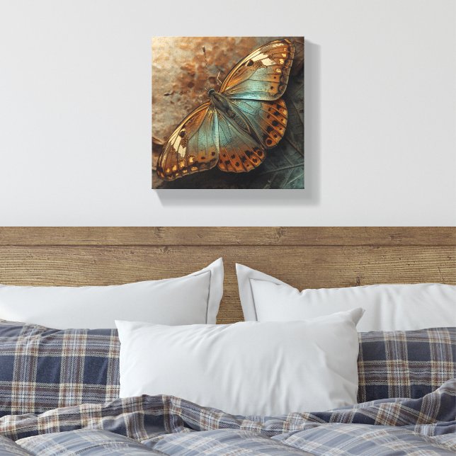 oody Iridescent Butterfly Macro Gold Canvas Art (Insitu(Bedroom))