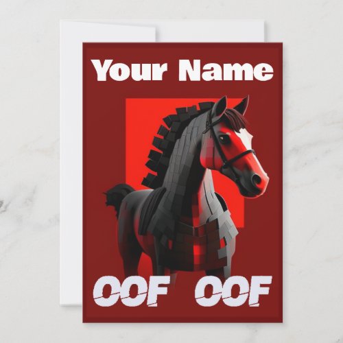 Oof Roblox Funny Meme Red Horse Invitation