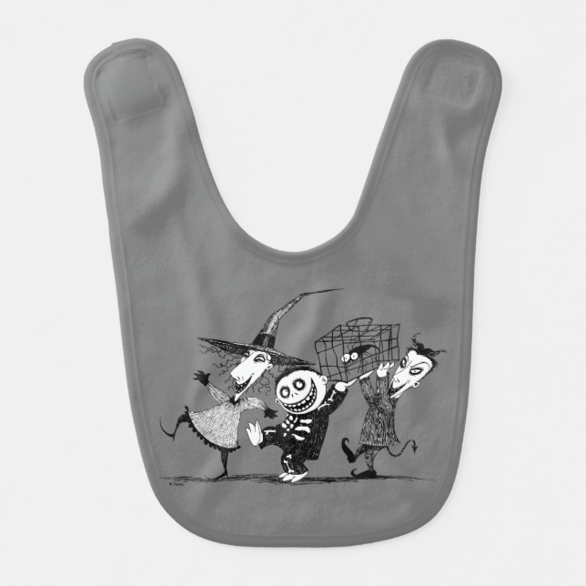 Oogie's Boys | Lock, Shock & Barrel Baby Bib (Front)