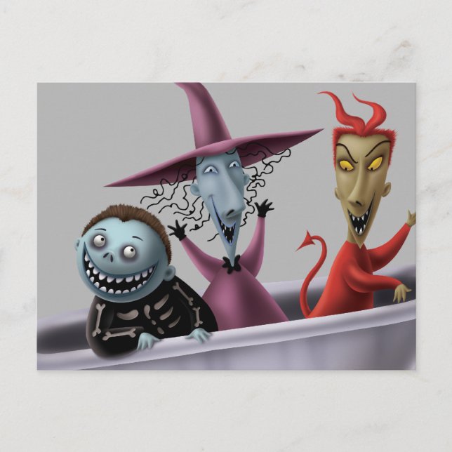 Oogie's Boys | Lock, Shock & Barrel in Bathtub Postcard (Front)