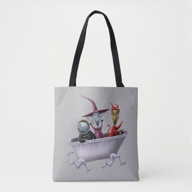 Oogie's Boys | Lock, Shock & Barrel in Bathtub Tote Bag (Front)