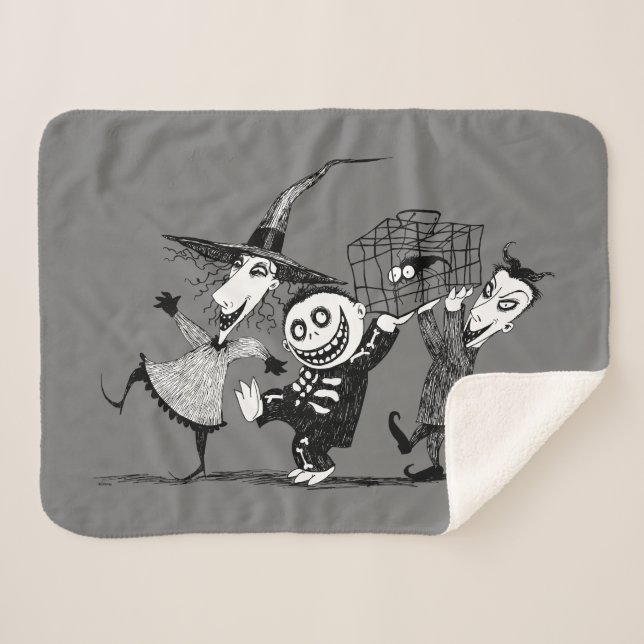 Oogie's Boys | Lock, Shock & Barrel Sherpa Blanket (Front (Horizontal))
