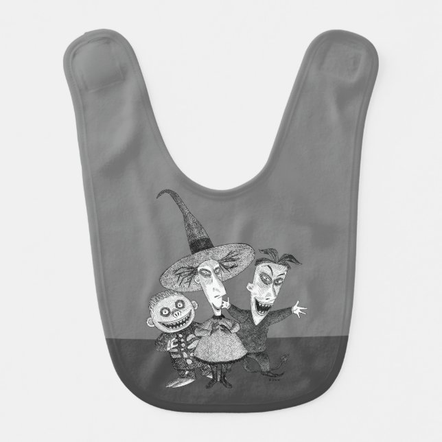 Oogie's Boys | Lock, Shock & Barrel Sketchy Baby Bib (Front)