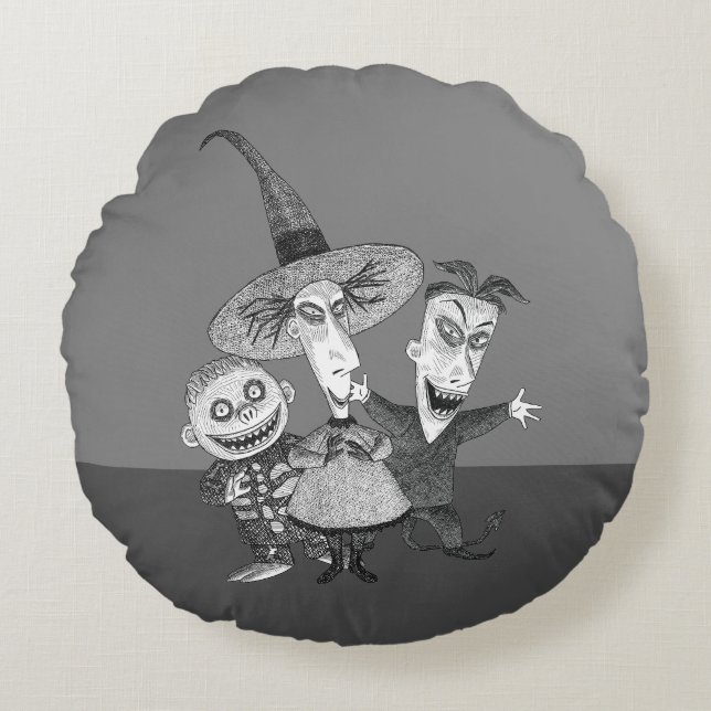 Oogie's Boys | Lock, Shock & Barrel Sketchy Round Pillow (Front)